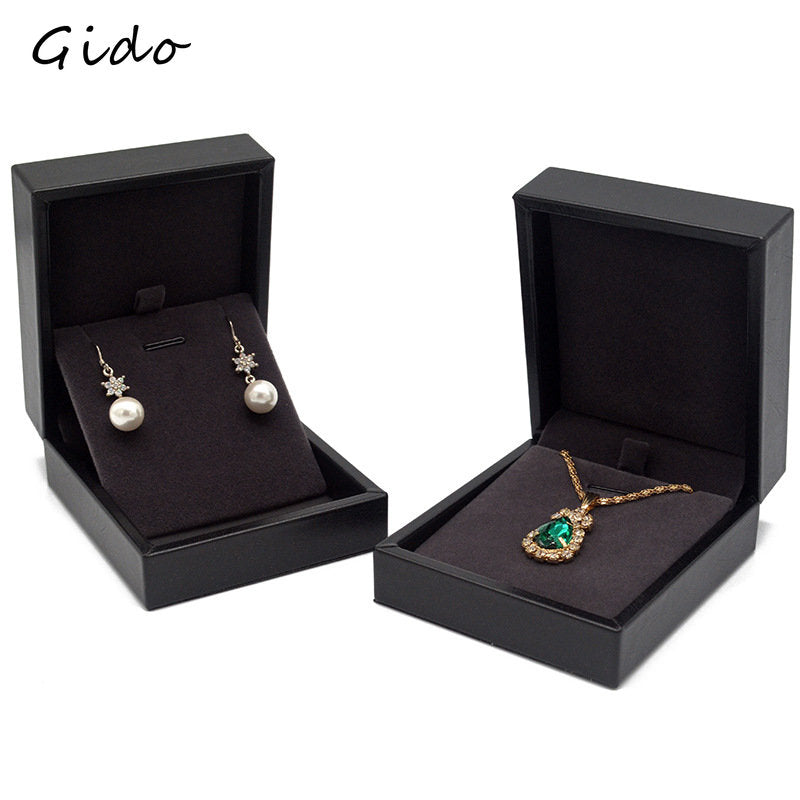 Black PU Leather Ring Box Jewelry Packing Box Necklace Pendant Bracelet Gift Box Earrings Necklace Bracelet Packing Set