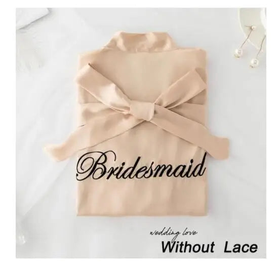 Summer Lace Sleepwear Bride&Bridemaid Wedding Robe Gown Solid Embroidery Kimono Bathrobe Women Casual Home Night Dress M L Xl