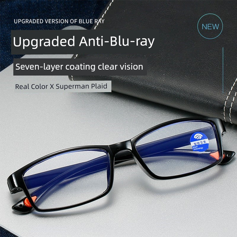 Middle-Aged and Elderly Reading Glasses Men's Dual-Use Anti-Blue Light Multi-Focus Smart Zoom Multi-Function Presbyopic Glasses Ladies