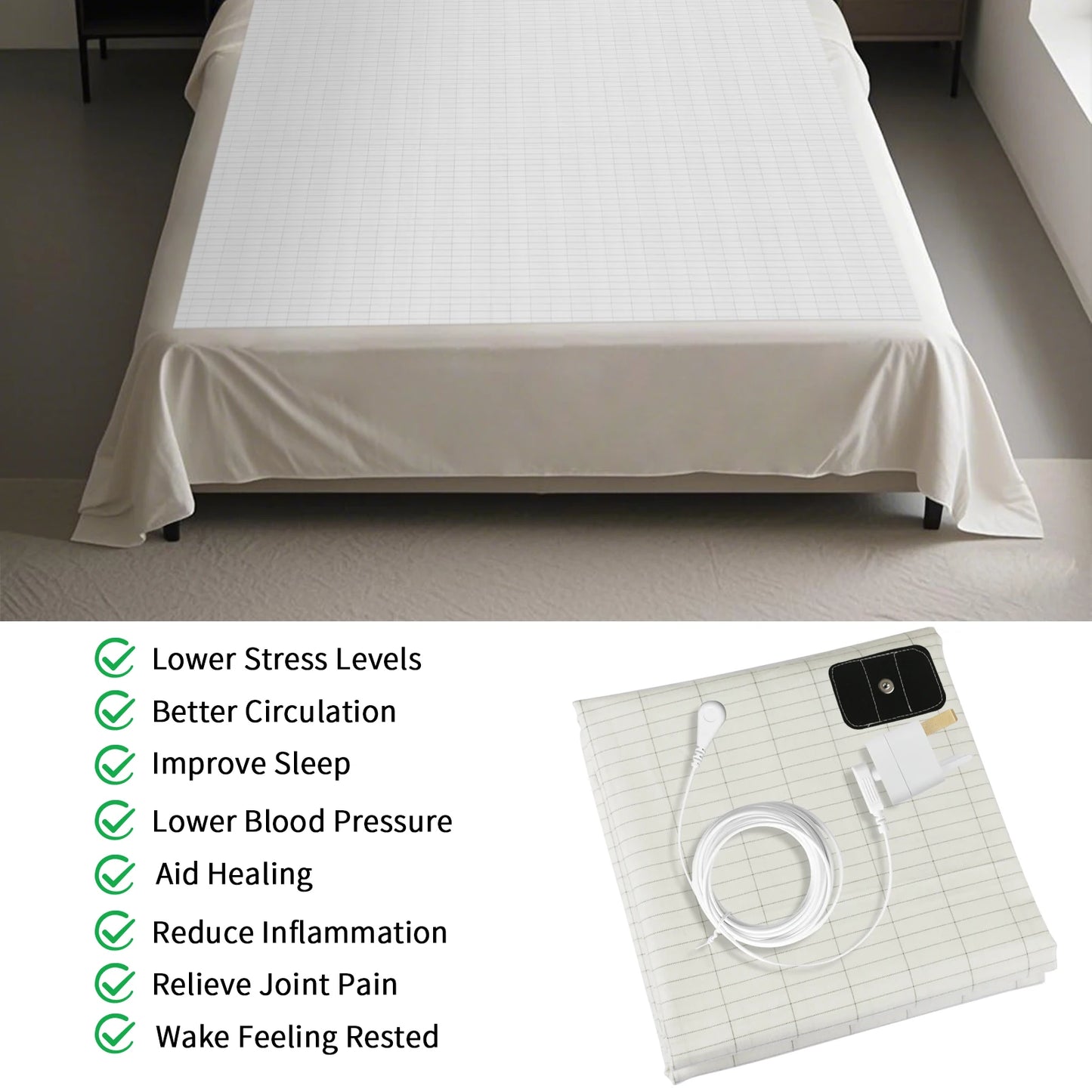 Grounding Bed Sheet Anti-static Grounding Sheet Conductive 95% Cotton and 5% Soft Silver Fiber Flat Sheets Sleep Bed Mat