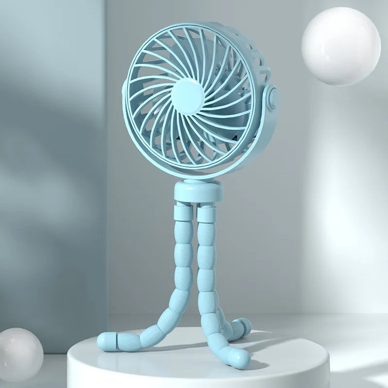 Baby Stroller Octopus Fan Anti Pinch Hand 3-speed Small Night Light USB Mini 3-speed Charging Small Fan