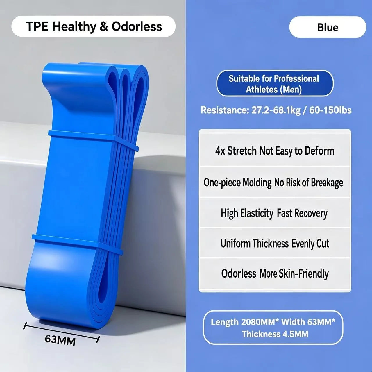 TPE Resistance Bands 6 Levels Different Strength Elastic Exercise Bands for Pull Up Assist, Yoga, Pilates, Physical Therapy, Bod