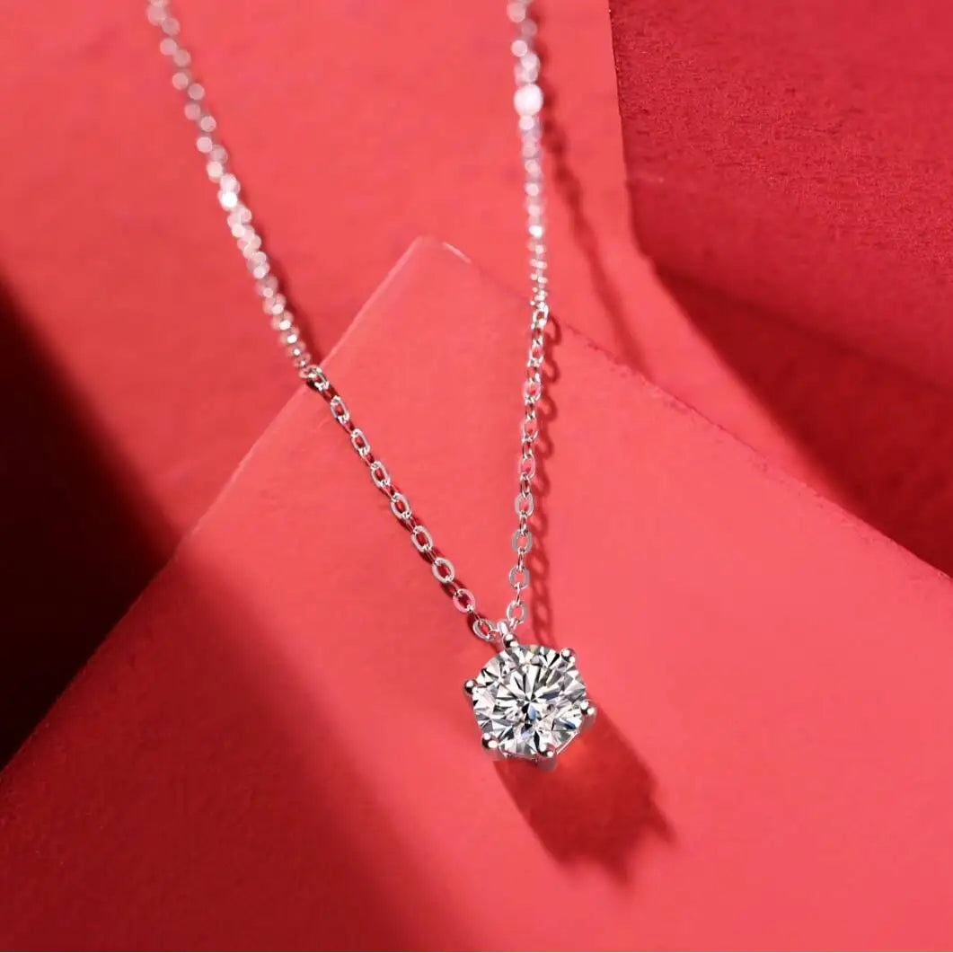 TY 0.5-2ct Moissanite Necklaces S925 Silver Engagement Moissanite Necklace Pendant Man And Woman For Wedding Anniversary Gift