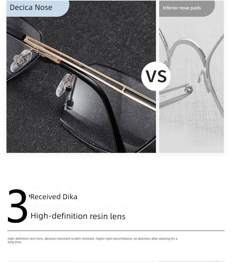 Frameless Business Color-Changing Reading Glasses Men Middle-Aged and Elderly HD Anti-Blue Ray Radiation Indoor and Outdoor Dual-Use Presbyopic Glasses