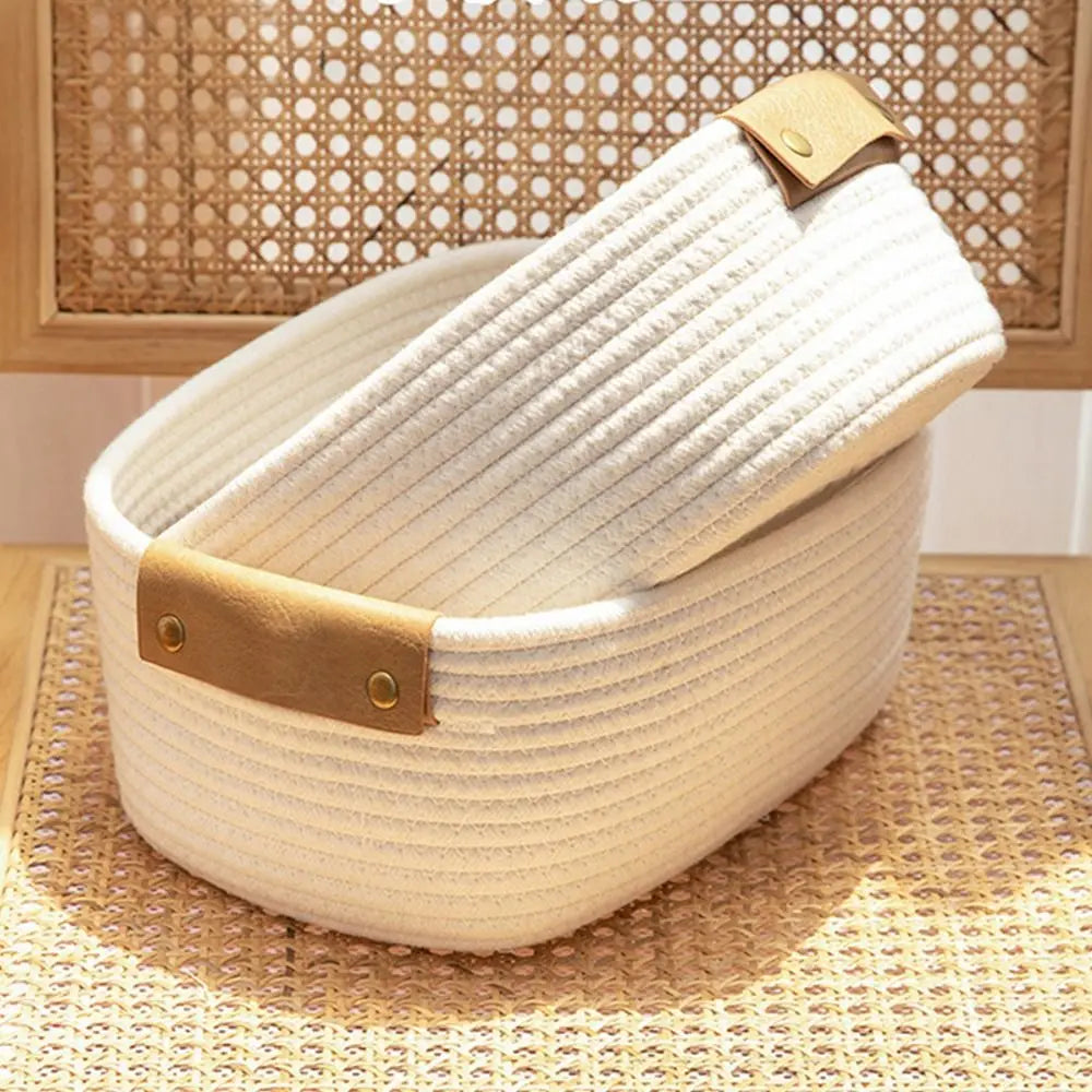 Woven Storage Basket Cotton Rope Storage Baskets Key Basket Desk Organizer Home Storage Box Foldable Organizer Box Home Decor