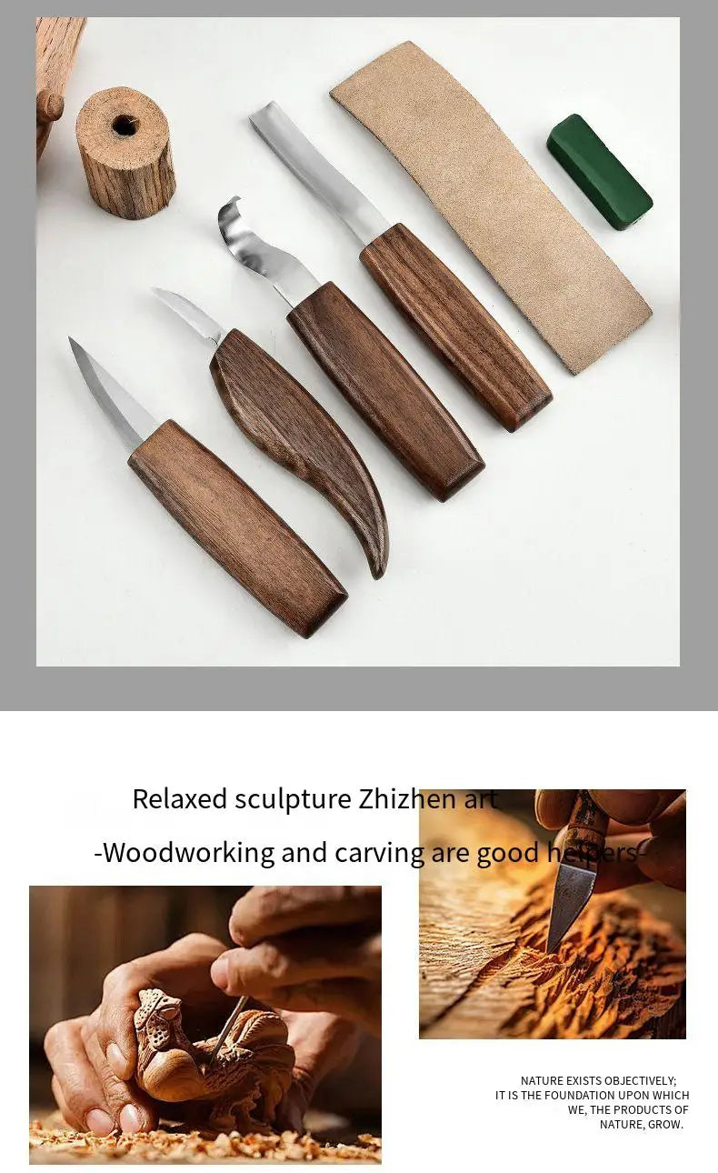1 Set Wood Carving Tools Chisel Woodworking Cutter Hand Tool Set Wood Carving Knife DIY Peeling Woodcarving Gloves