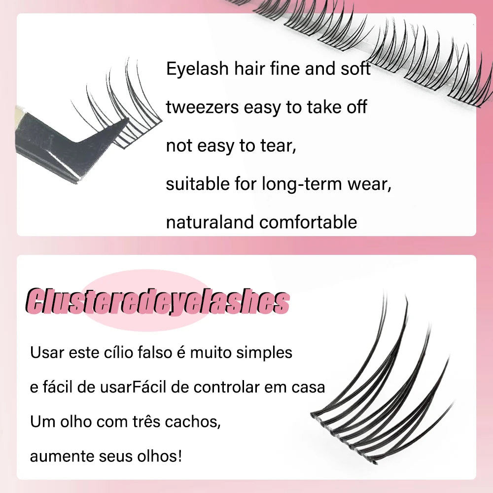 90 Bundles Mink Individual Cluster Lashes 3D Natural Russian Manga Eyelash Extensions DIY Makeup Tool for Women