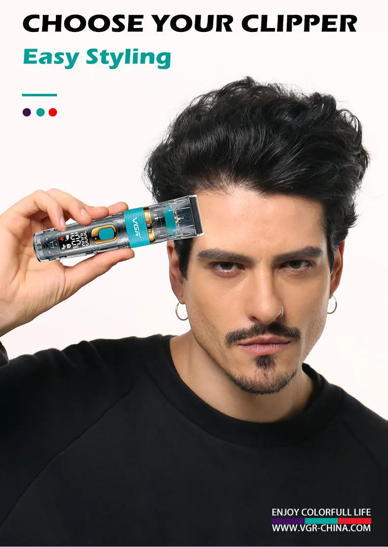 VGR Professional Hair Clipper Barber Waterproof Hair Cutting Machine Beard Hair Trimmer Three-speed Adjust Haircut For Men V-695