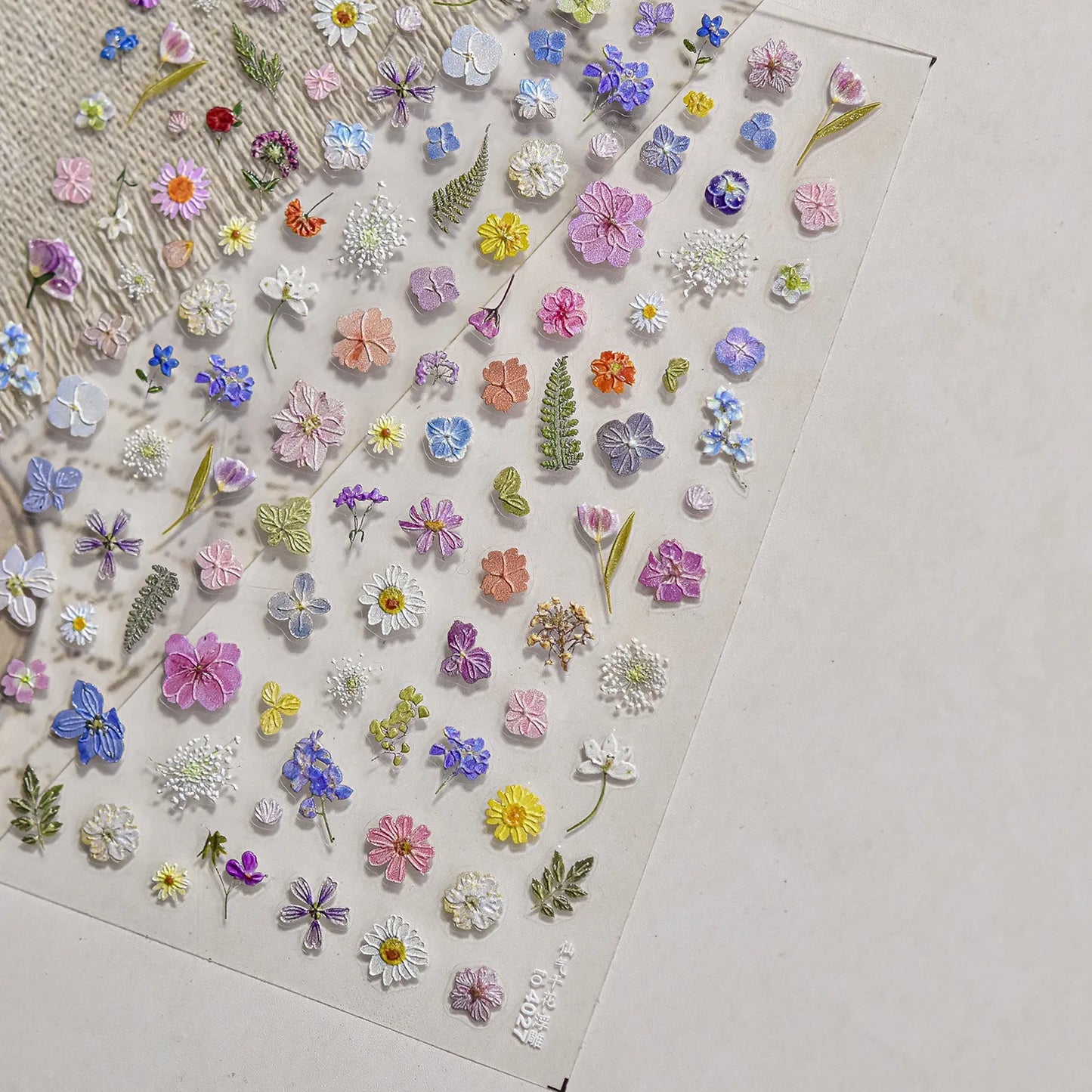 1Pc 3D Lavendar Flowers Stickers for Nails Spring Sakura Floral Leaves Self-Adhesive Sliders Decals Art Manicure for Decoration