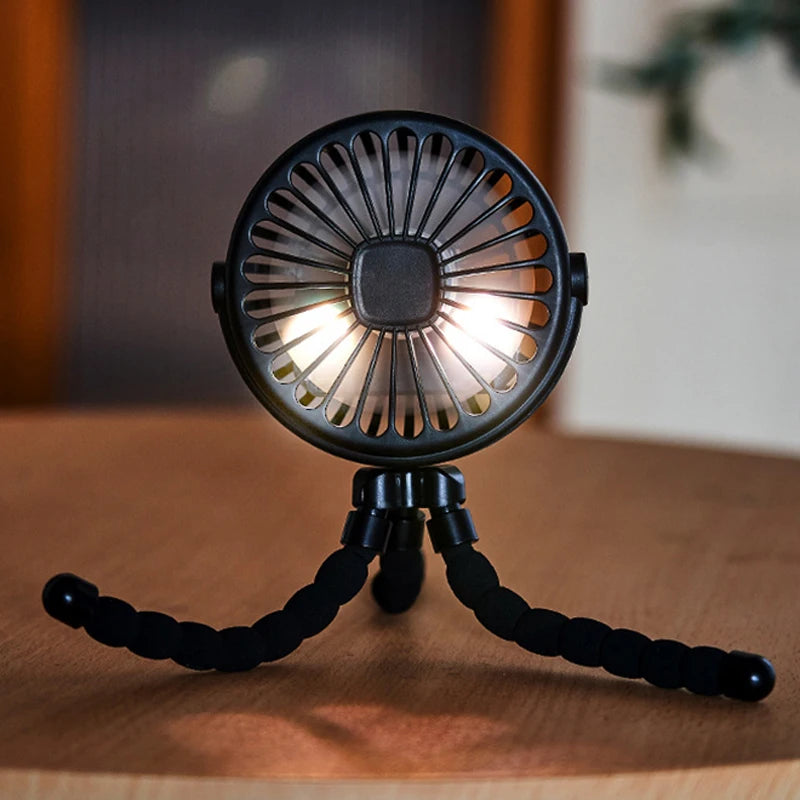 Baby Stroller Fan Mini Portable Outdoor Fan USB 3 Speed Flexible Octopus Fan Tripod Clip on Handheld Fan for Stroller Crib