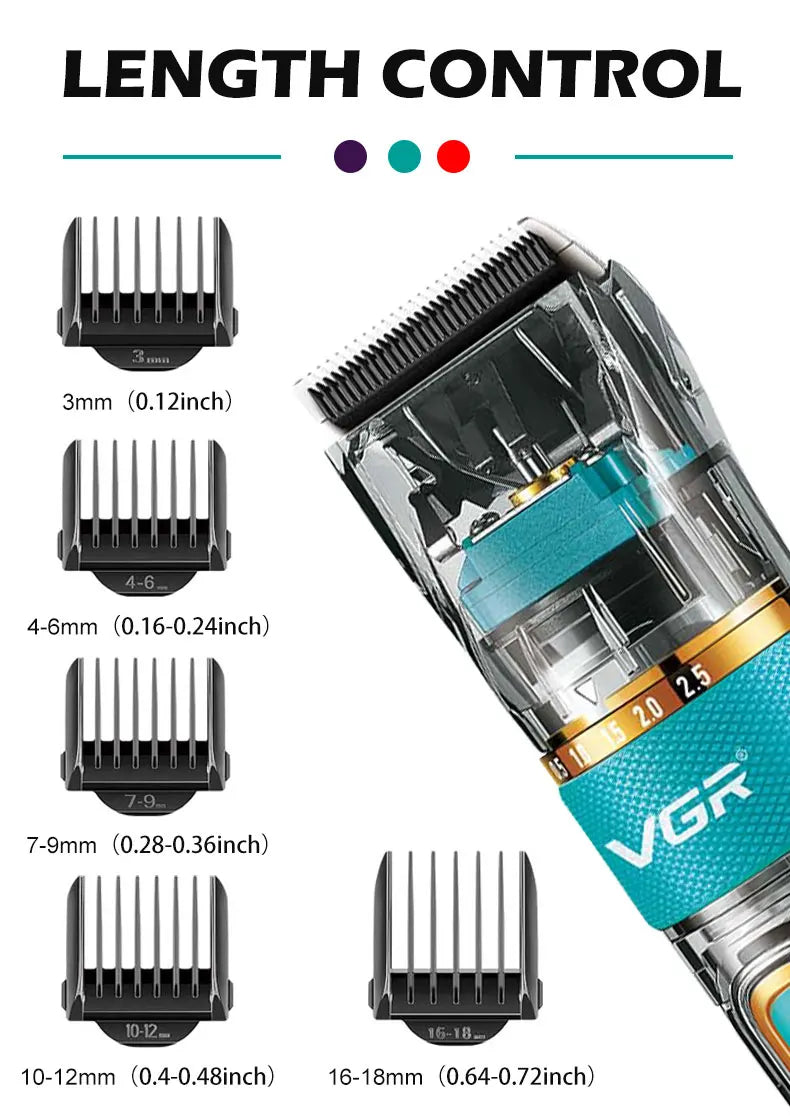 VGR Professional Hair Clipper Barber Waterproof Hair Cutting Machine Beard Hair Trimmer Three-speed Adjust Haircut For Men V-695