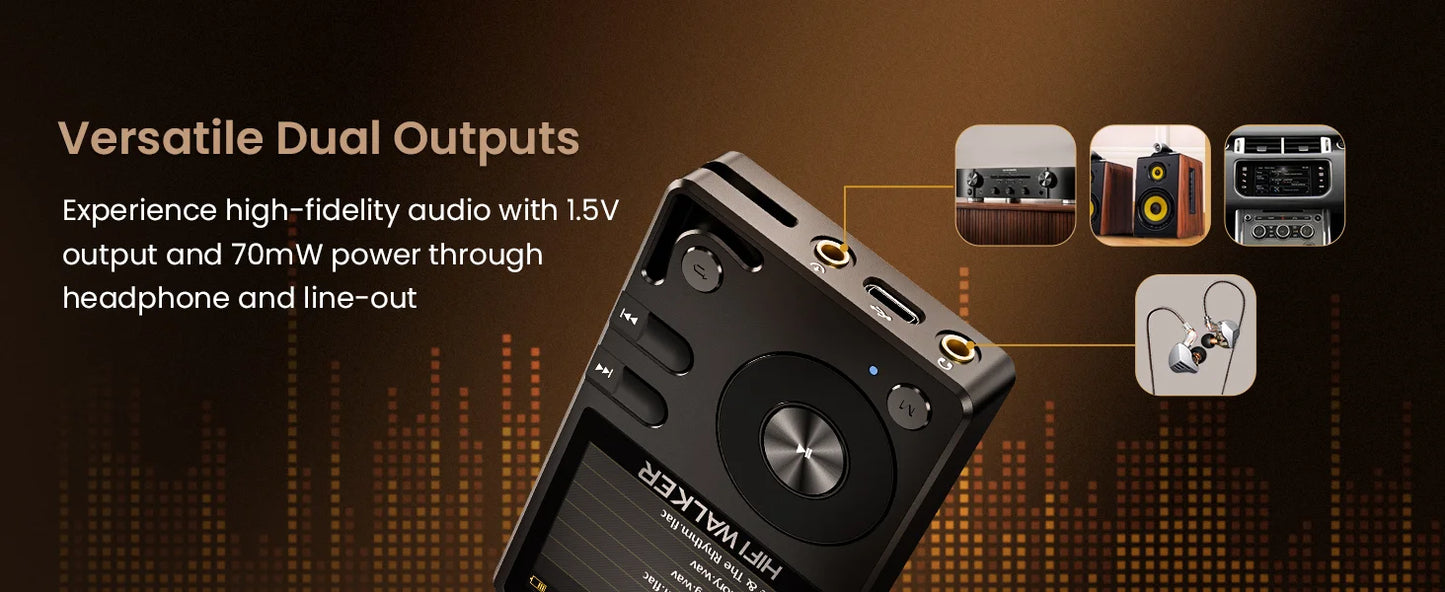 HIFI WALKER H2 Hi-Res MP3 Music Player Bluetooth Portable 128GB High Sound Quality  DAC FLAC APE Type-C Digital Audio Player