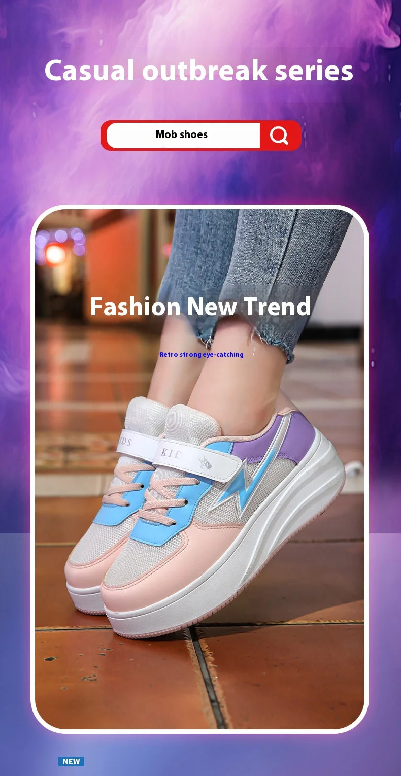 Children's walking shoes Girls 2025 new breathable roller skates boys primary school four wheel roller shoes can walk and slide