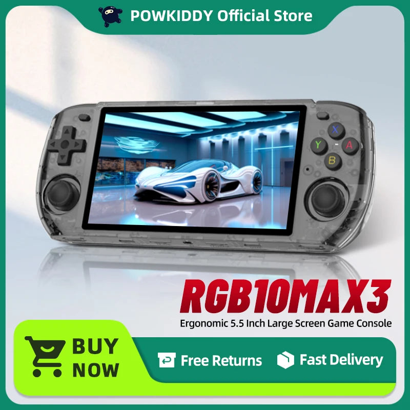 POWKIDDY RGB10 MAX3 Retro Handheld Game Console RK3566 5 Inch 1280*720 Ips Screen Open-Source Retro Gaming Children's Gifts