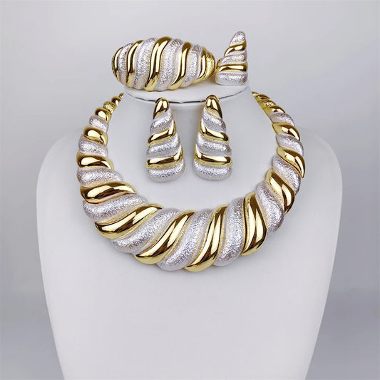 Dubai Gold Plated Jewelry Sets For Women Surround Big Necklace Plate 18K Original For Wedding Banquet Parties Luxurious Jewelry