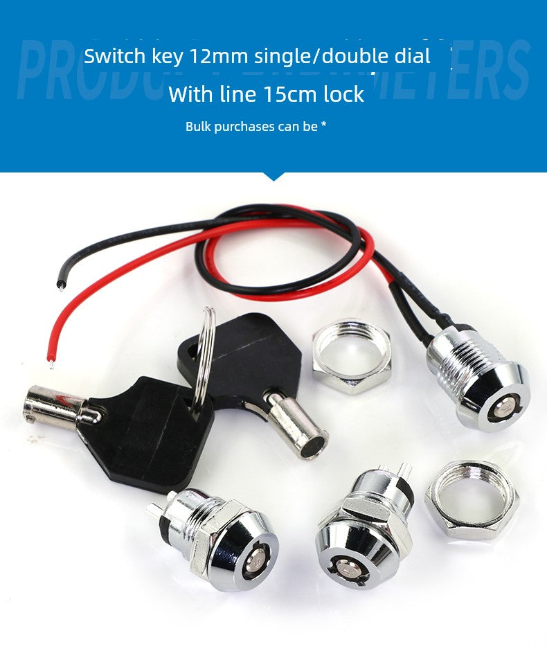 12mm Switch Key with Wire Power Lock Elevator Base Station Lock off/on Telephone Lock Switch Single Dial/Double Dial