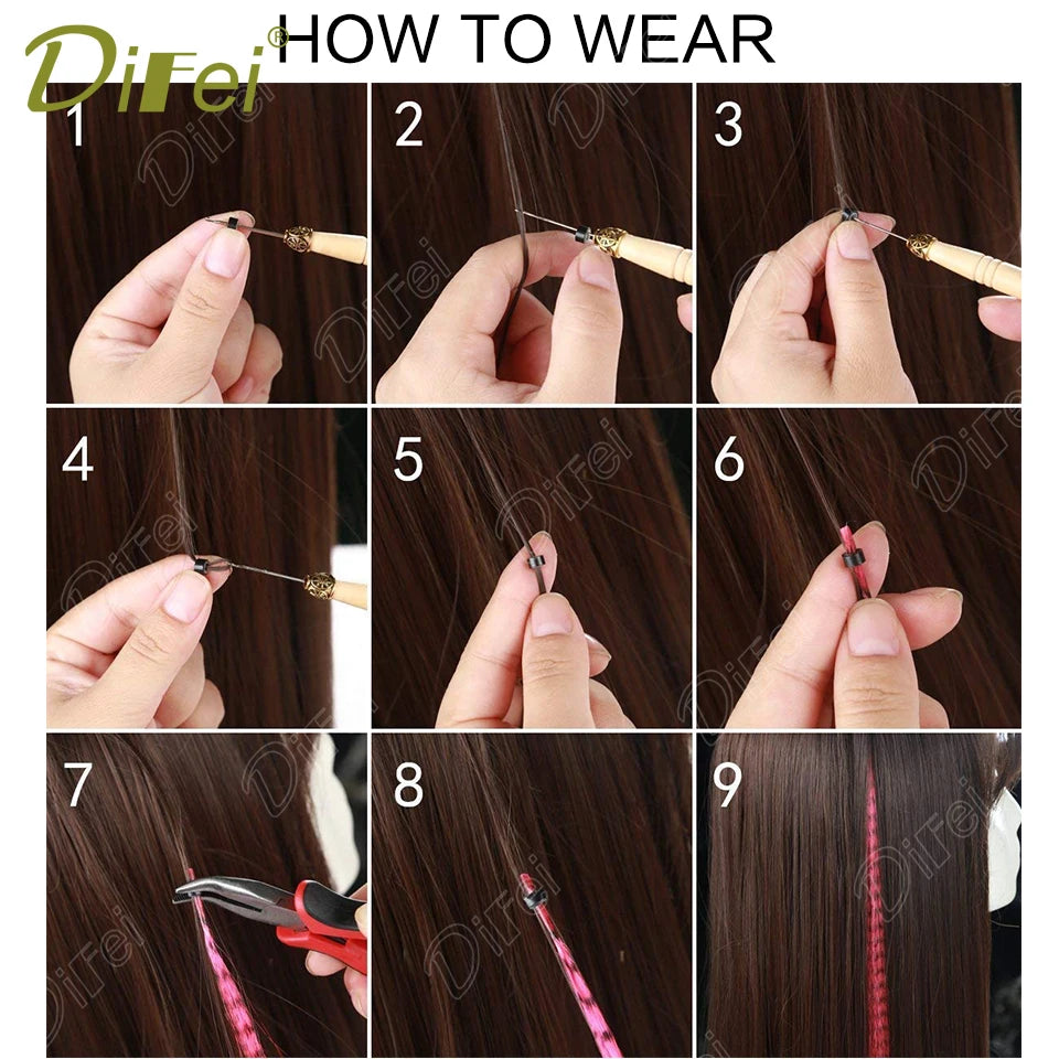 Synthetic Wig Extensions for Women 10 Strands/Pack Colorful Feather Hair Extensions Wig Accessories Suitable for Daily Wear