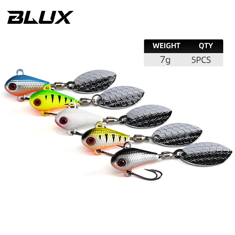 BLUX 5pcs/lot SPINTAIL Fishing Lure 4.5g 7g 11g 14g 19g Spinner Metal Vib Casting Jig Spoon Bait Freshwater Bass Tackle
