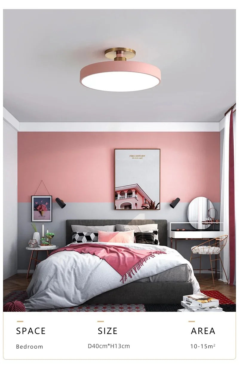 Modern LED Ceiling Light Nordic Macaron Circular Pendant Light Children's Room Dining Room Study Room Interior Decoration Light