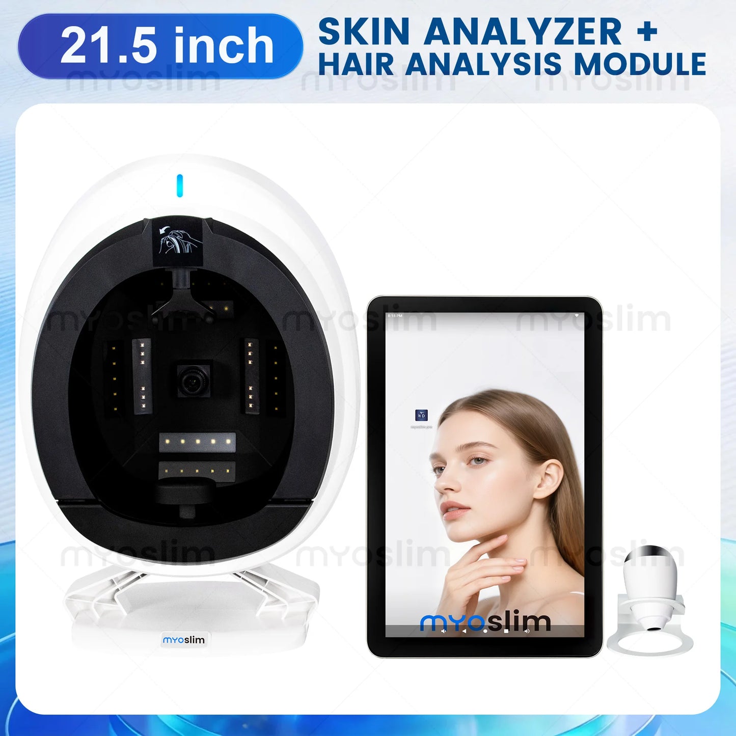 36M HD AI Skin Analyzer Q1pro Face Hair Scalp Detection Machine 8 Spectral Imaging Android 15.6 21.5 inch Custom Report