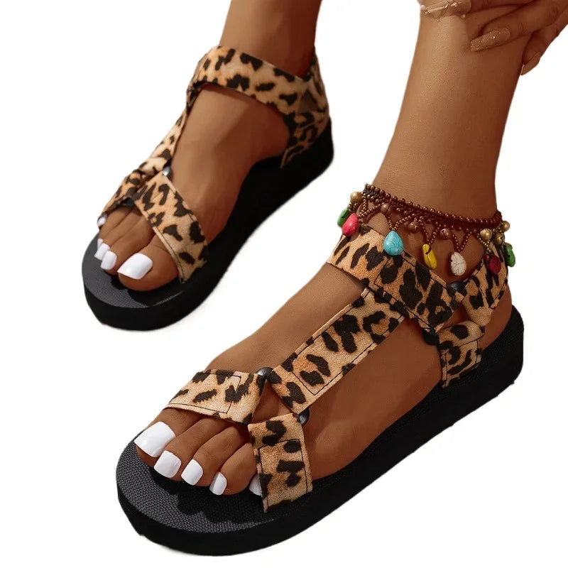 Ladies Shoes 2025 Fashion Open Toe Women's Sandals New Color Matching Casual Summer Plus Size Non-Slip Comfortable Flat Sandals