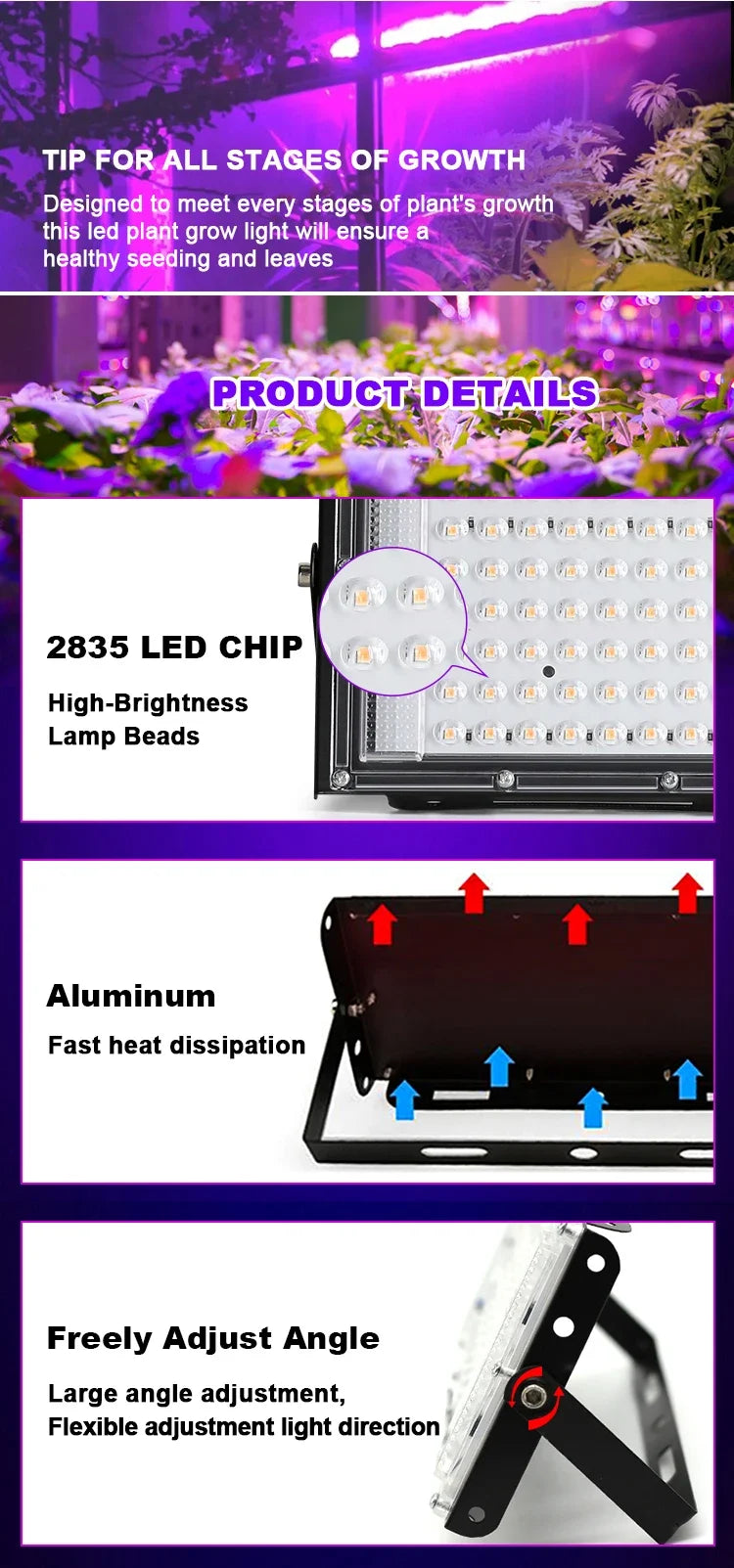 Led Grow light 50W 100W 150W 220V Outdoor Full Spectrum LED plant growth lamp Led Spotlight Projector Streetlight Led Floodlight
