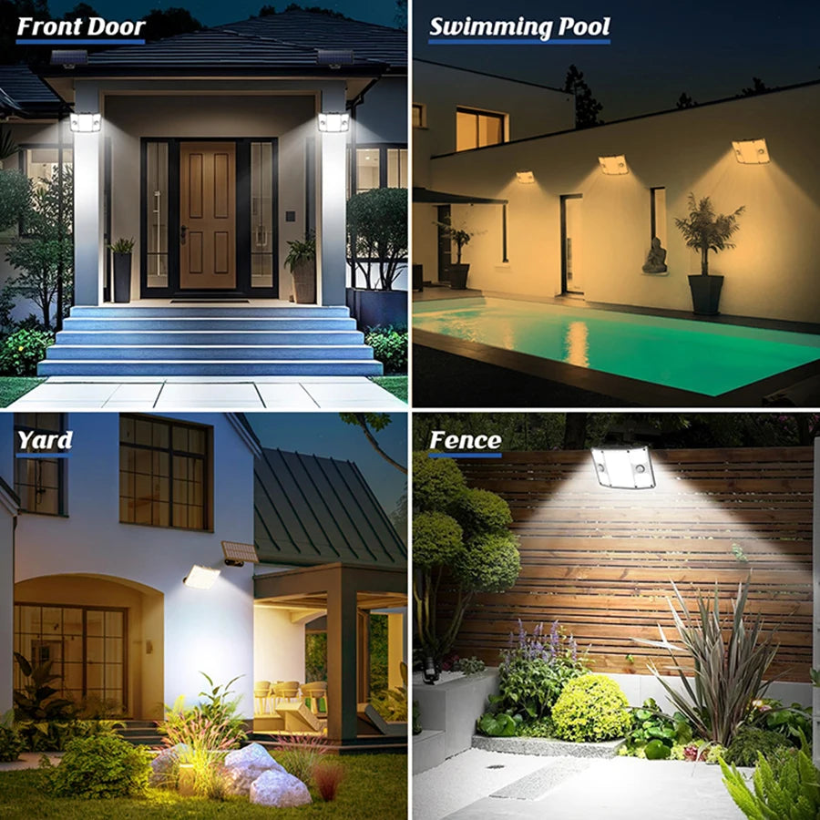 254/243LED Outdoor Solar Lights Garden Solar Powered Security Light Flood Light Motion Sensor 3 Mode Waterproof Garden Shed Yard