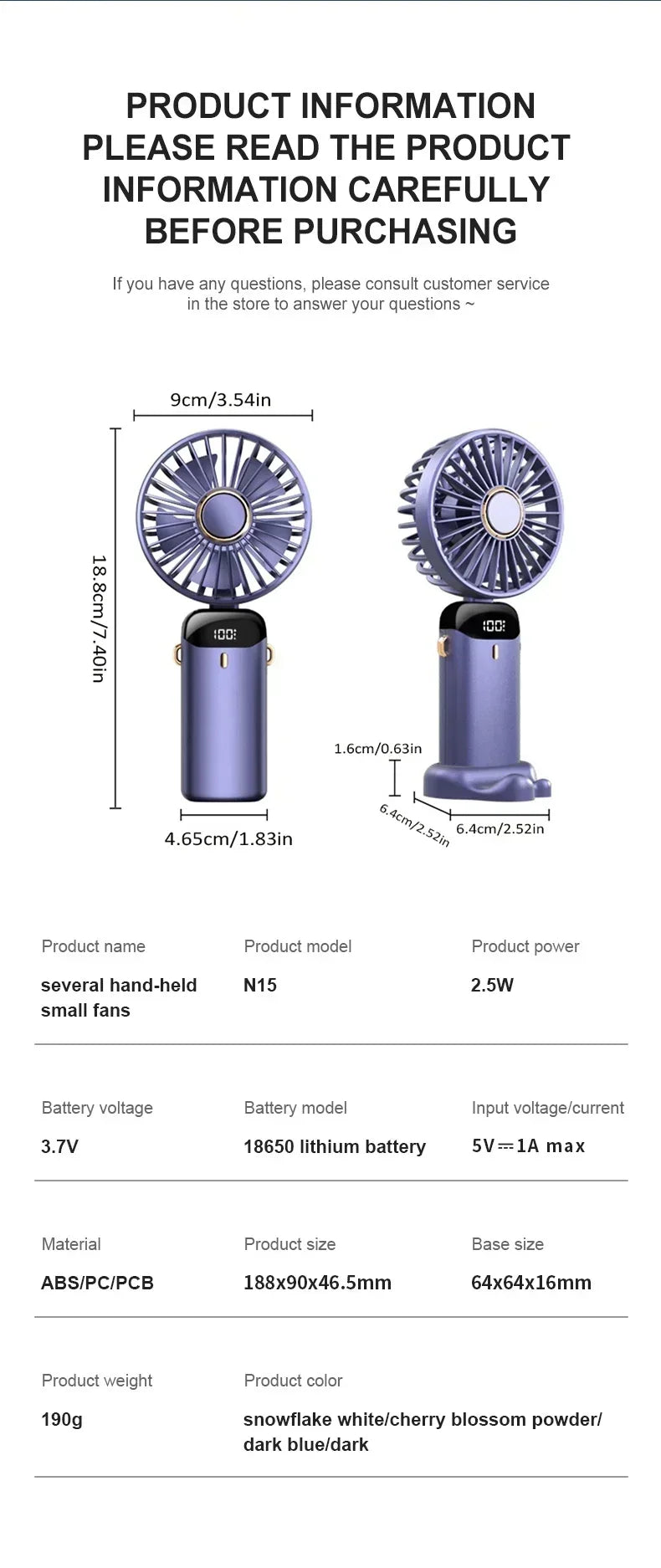 Folding Fan Mini Portable Hand-Held Fan Rechargeable Multifunctional Fan With Display Screen Neck Hanging Fans