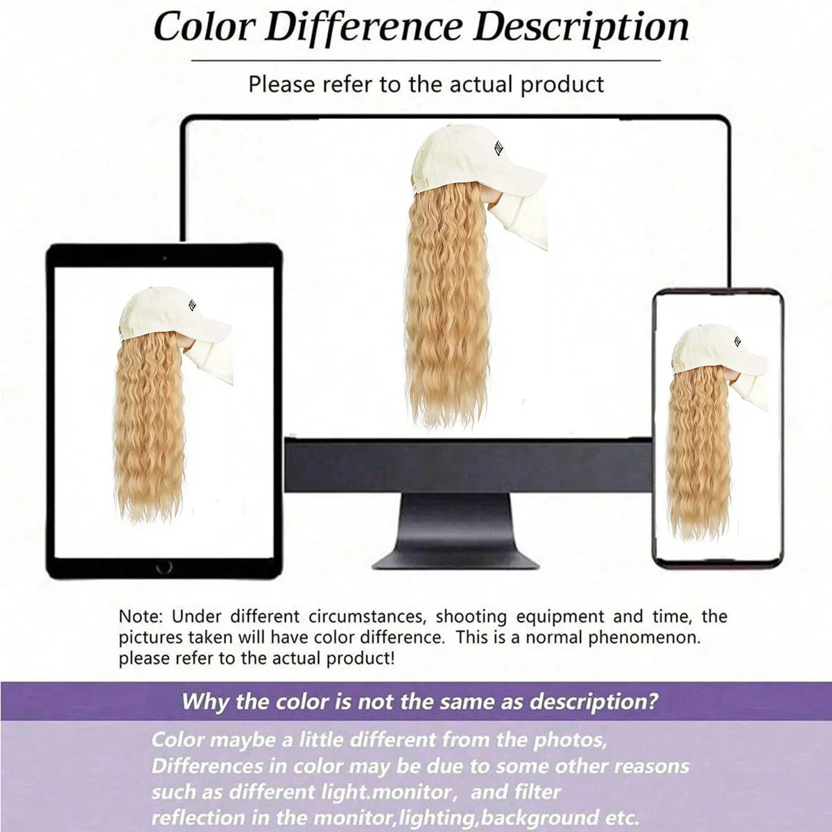 Hat Wigs Baseball Cap Synthetic Wigs With Short Bob Wavy Curly Hair Extensions Adjustable Wings That Attached Short Extensions