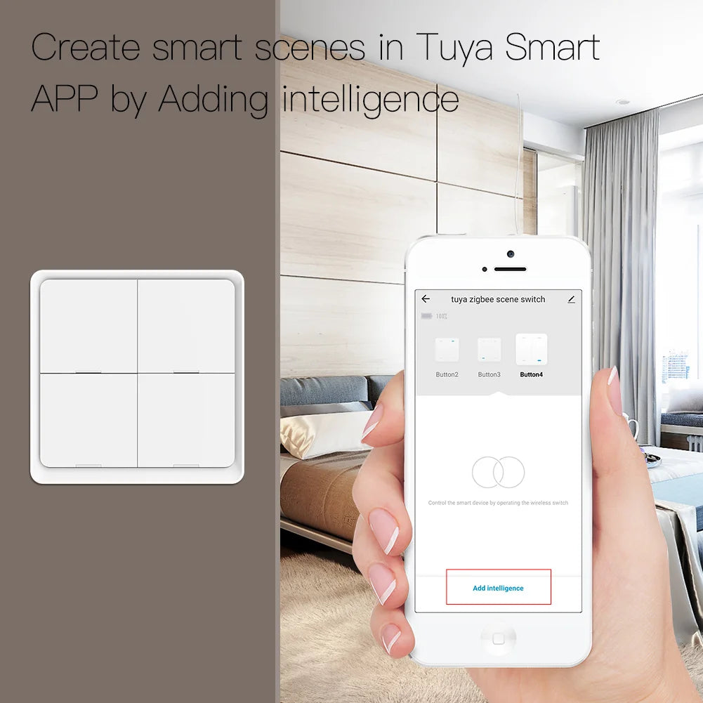 Moes ZigBee Wireless Scene Switch 12 control modes Handheld Push Button Setup Home Automation Scenario Tuya Smart Devices
