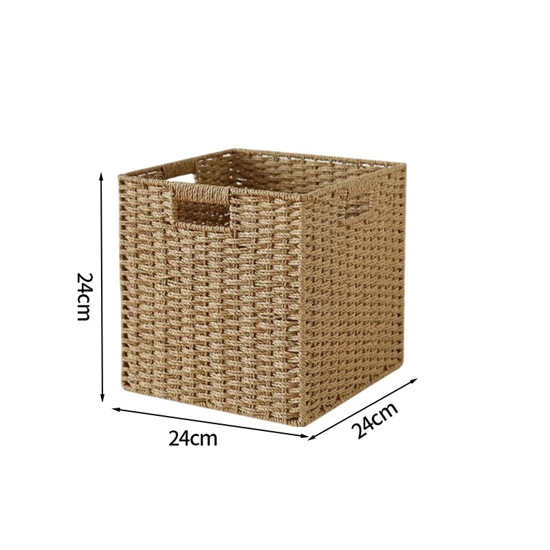 Home Woven Storage Basket Large Capacity Laundry Baskets Sundries Wardrobe Closet Organizer Clothes Toys Decor Panier Rangement