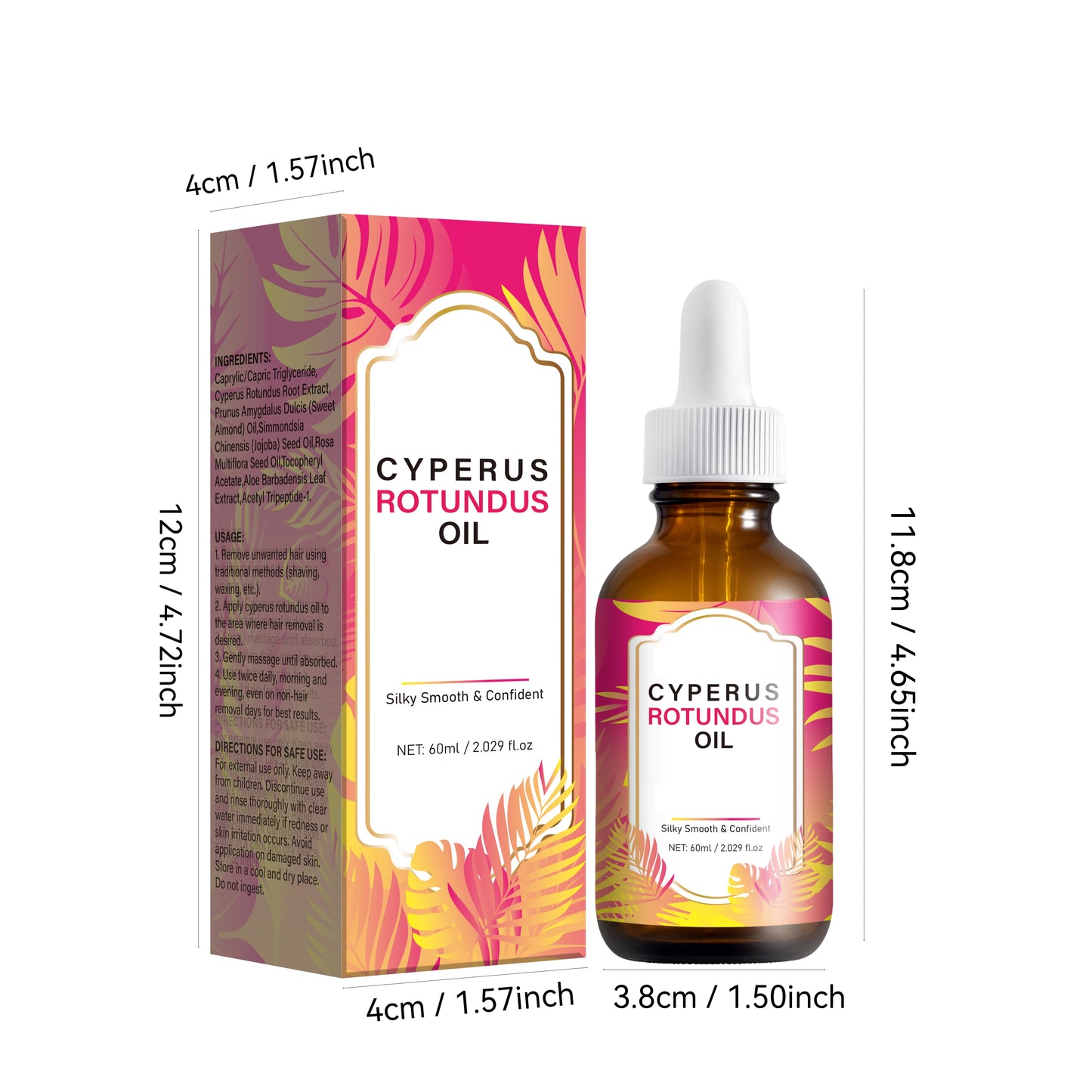 Cyperus Rotundus Oil for Hair Removal, Soft Smooth Skin Care Deep Hydration Anti Hair Growth Inhibition After Shave Oil,60ML