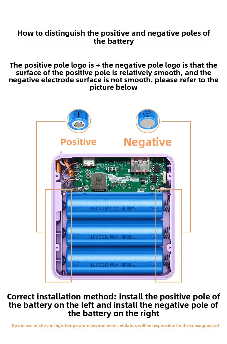 10W PD 22.5W Fast Charge Power Bank Case 3x18650 Solderless DIY Battery Box USB Type C PD3.0 QC4.0 Shell With Charging Cable