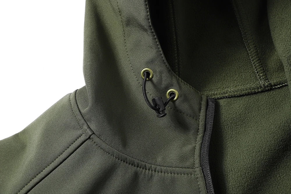 Men's hooded tactical jacket for autumn and winter outdoor windproof waterproof warm hiking camping and fishing durable jacket