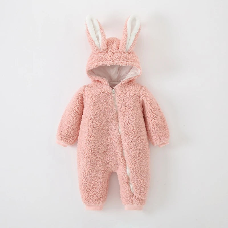 Newborn Baby Winter Warm Romper Girl Overall Polar Fleece Clothes Boys Jumpsuit Costume Infant Rabbit Pajamas Jacket 3-12 Month