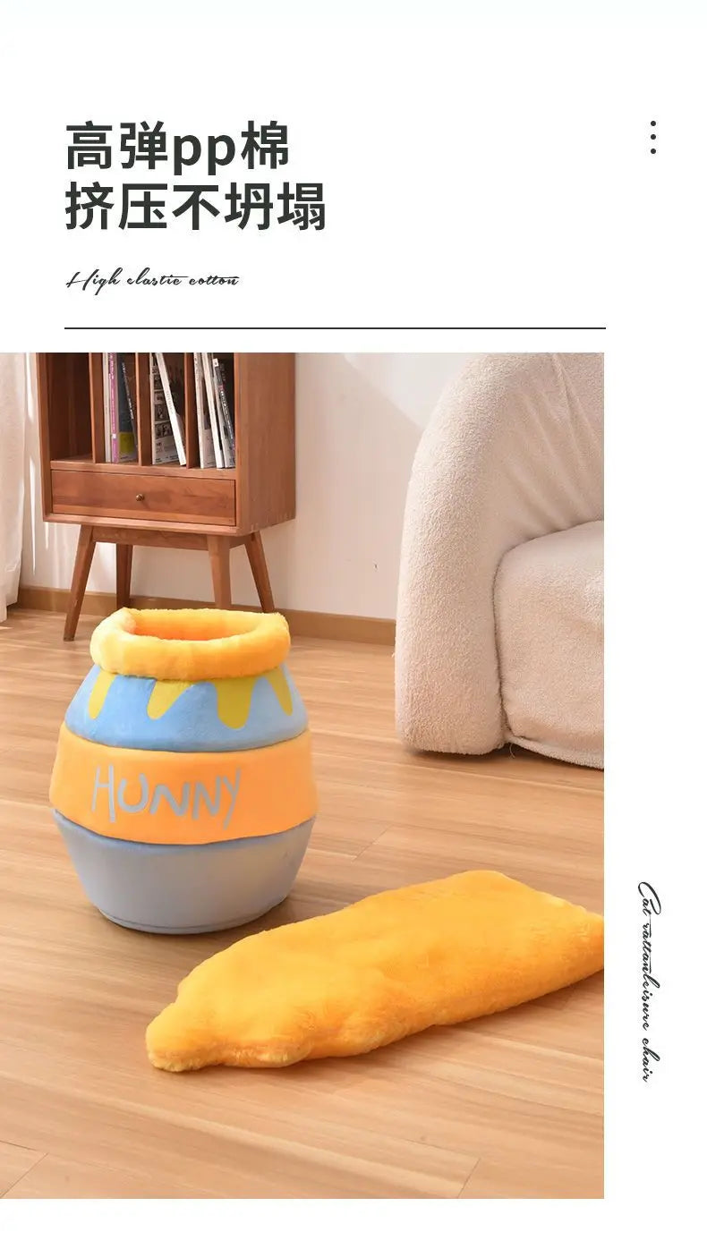 Autumn/Winter Trendy Honey Jar Cat House - Enclosed and Insulated Small Dog Kennel for All Seasons Pet Bed