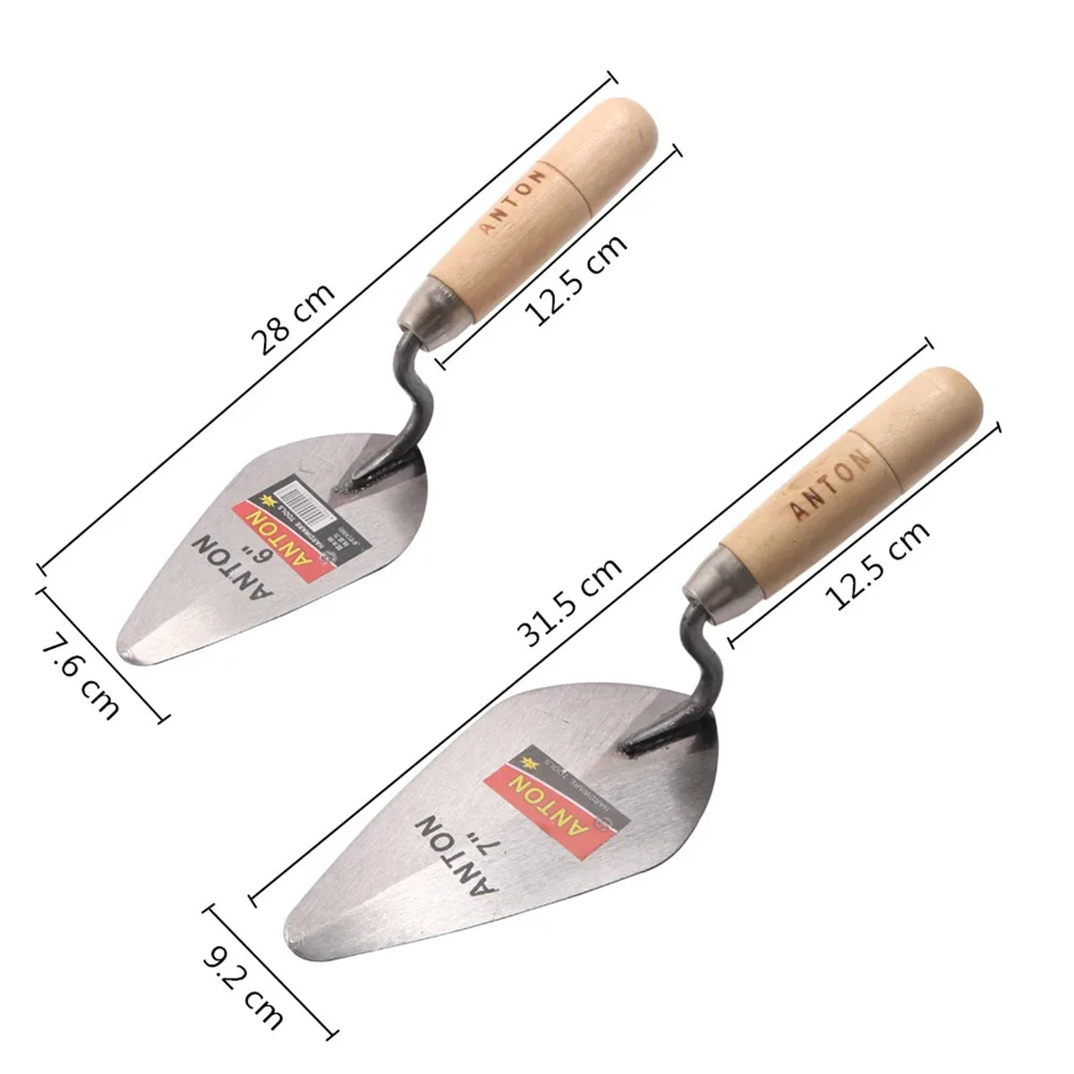 Carbon Steel Plastering Trowel 6 inch 7 inch Pointed Bricklaying Knife Round Wooden Handle Trowel Wall Brick Trowel Mason Tools