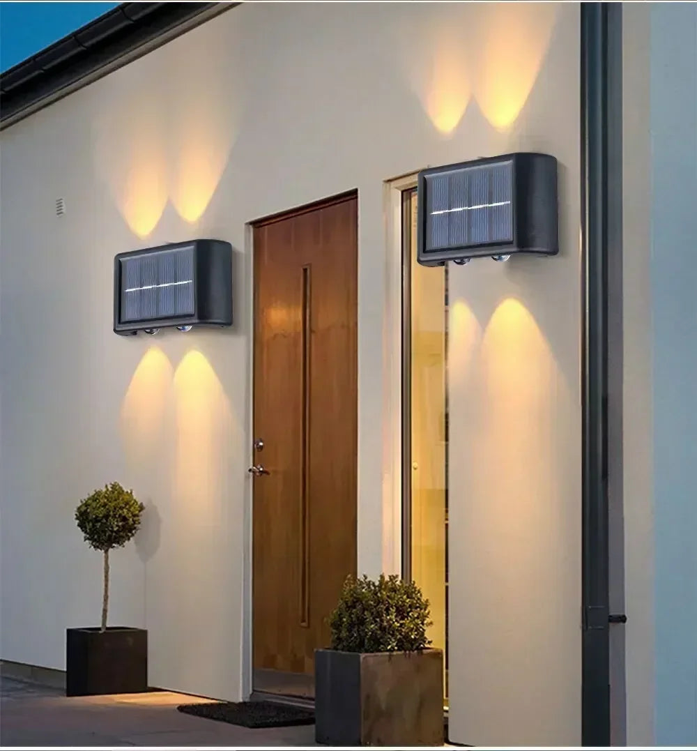 4/6/8 LED Solar Double-headed High Brightness Wall Lights Garden Lights Door Sign Wall Lights Outdoor Waterproof Wall Decor Led