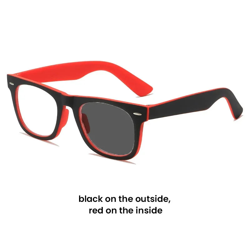 Intelligent Photochromic Reading Glasses Retro Trendy Presbyopia Sunglasses 2 in 1 Men Farsighted Eyewear Diopter Prescription