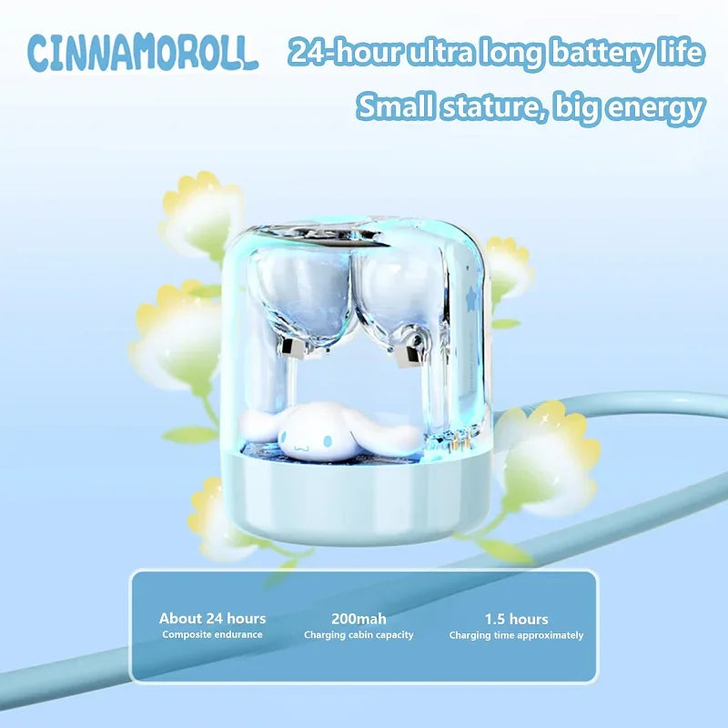 Sanrio EJ-986 TWS Earbuds Kuromi Hello Kitty Wireless Earphones Bluetooth Transparent Warehouse HIFI Sound Headsets Long Battery