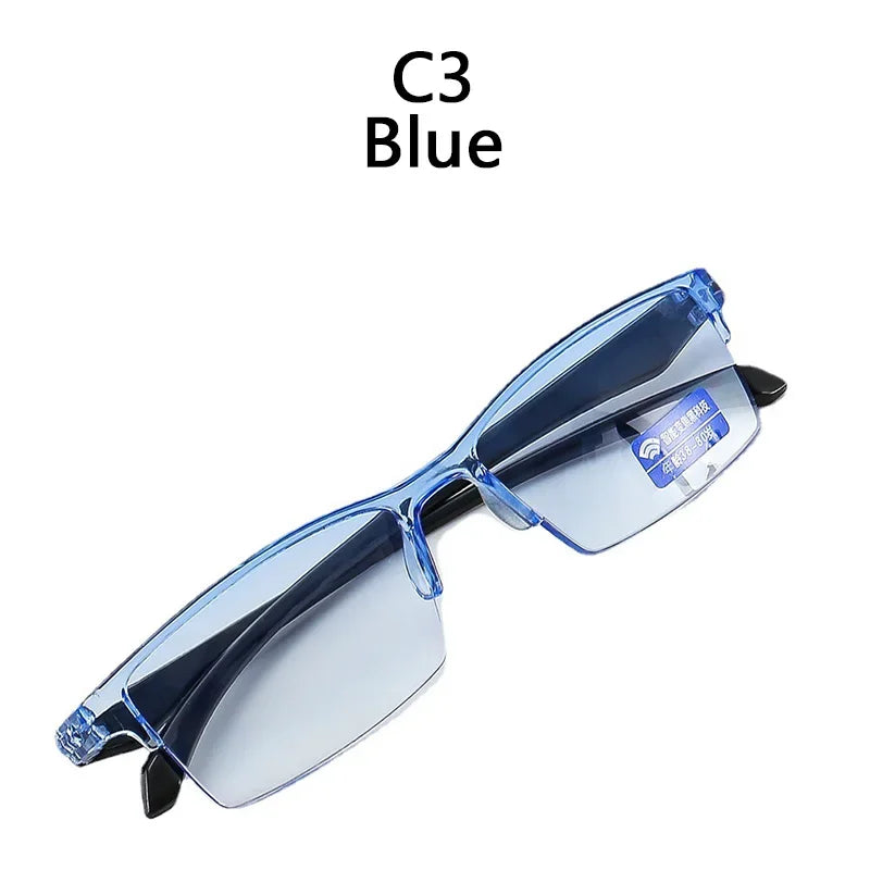 New Anti Blue Ray Reading Glasses Smart Automatic Zoom Reading Glasses Autofocus Power +1.0(100) ~ +7.0(700) Half-Rim Unisex