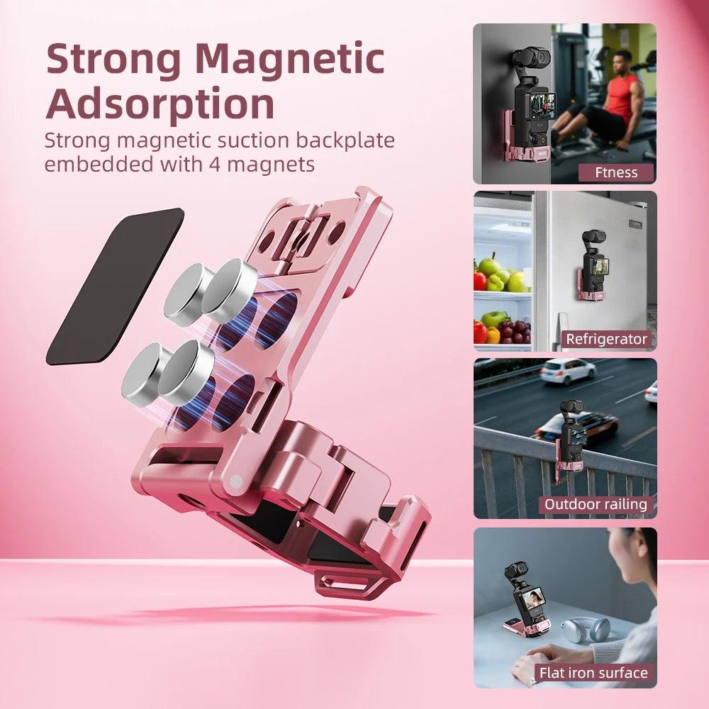BRDRC Multi-Function Expansion Magnetic Mount for DJI Osmo Pocket 3,Aluminum Alloy Base,Pocket 3 Quick Release Accessories