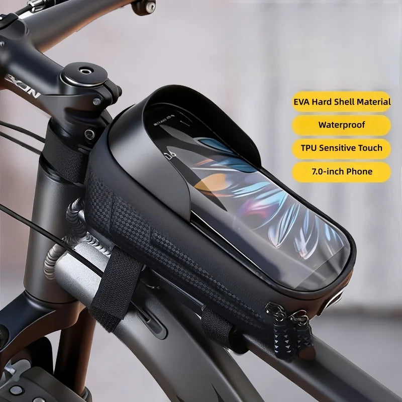 Bike Frame Bag, Waterproof Shockproof Touch Screen Bike Phone Holder, Handlebar Pouch, Cycling Accessories