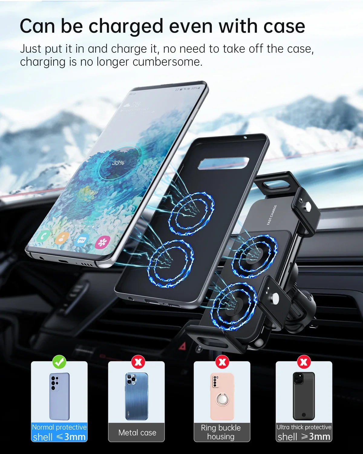 Eary 15W Wireless Car Charger for Huawei Mate XT Ultimate Car Phone Holder Mount Air Vent & Dashboard Fast Charging Accessories
