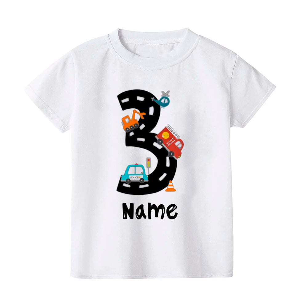 Personalized Construction Birthday Shirt Boy Clothes Custom Name Kid Vehicle Tshirt Kid Birthday Party Gift Children Shirts