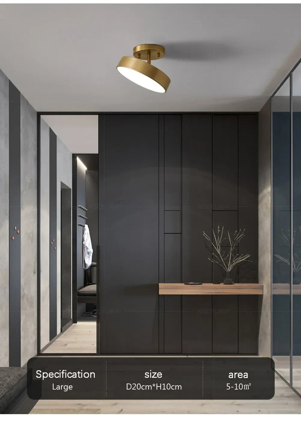 Modern LED Ceiling Light Aisle Lighting Lamps Corridor Stairs Balcony Corner Round Black Copper LED Home Decor Fixtures Lustre