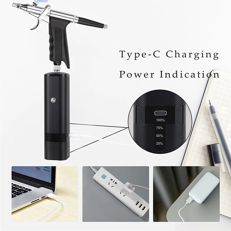 High Quality Cordless Mini Airbrush With Compressor Trigger Gun Cleaning Kit Foundation Makeup Oxygen Infusion Apparatus