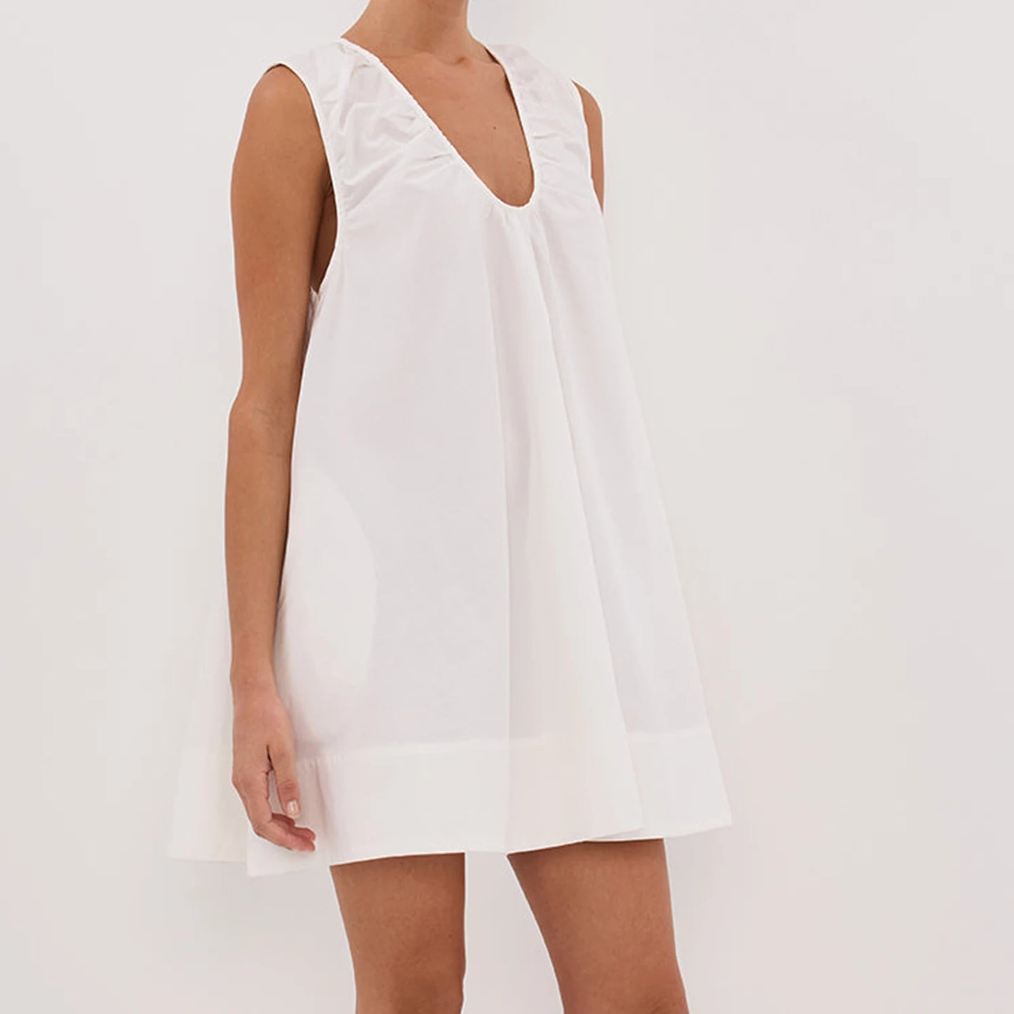 New Fashion Womens V Neck Tank Dress Sleeveless Solid Color Loose Beach Dresses With Pocket Club Street Style Hot Sale S-XL