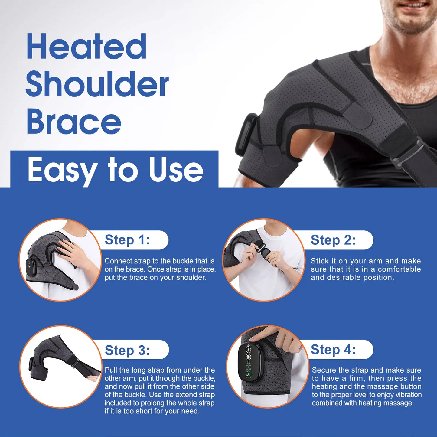 Electric Heating Shoulder Massage Belt Back Shoulder Brace Shoulder Support Adjustable Led Hot Compress Heating Shoulder Shawl