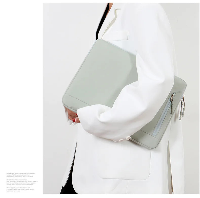 Solid Color Retro Style Business Laptop Bag for MacBook Air Pro 13 15 13.3 14 15.6 Inch Notebook Simple Fashion Computer Case